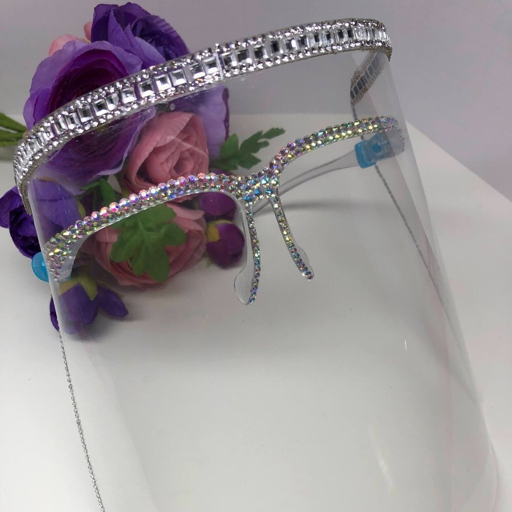 𝅺LUXURY Crystal Face Shields Weddings Bachelorettes